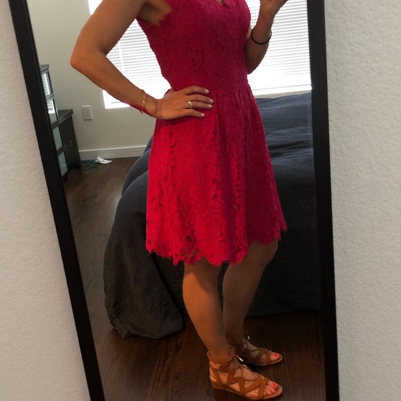 The Letter Dresses & Skirts - Hot pink lace dress